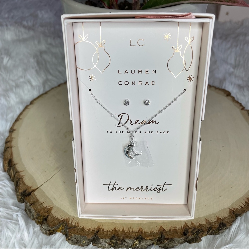 NWT LC Lauren, Conrad dreamed to the moon and back necklace and earrings 16 in - Picture 5 of 7